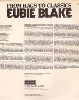 Eubie Blake ‎– From Rags To Classics  (1972)