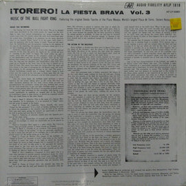 Banda Taurina ‎– ¡Torero! La Fiesta Brava, Vol. 3  (1957)